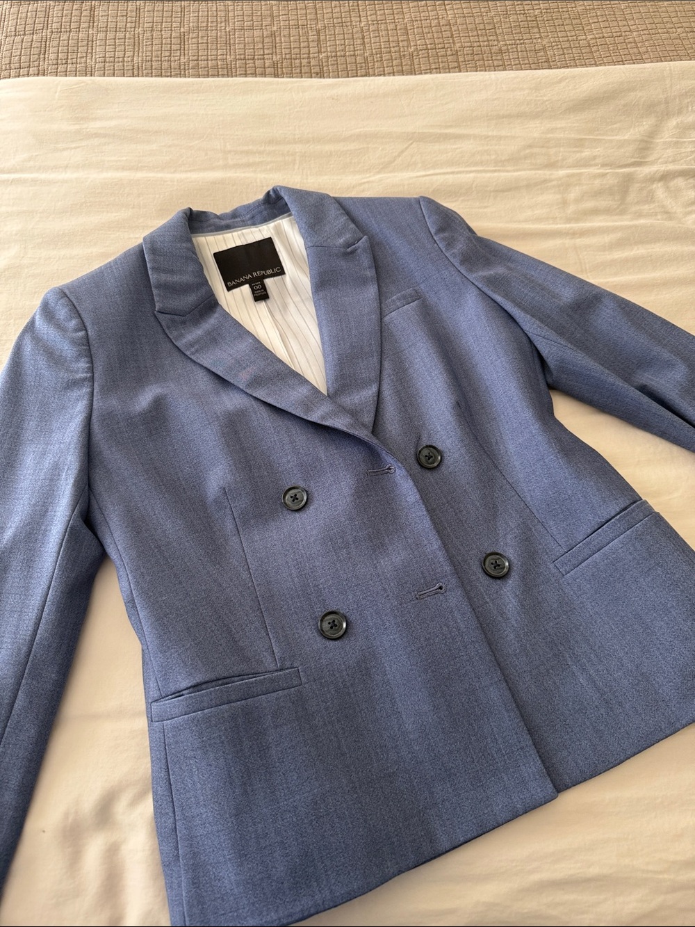 Banana Republic Slate Blue Double-Breasted Blazer - 00P
